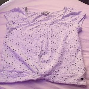 White american eagle flower cropped shirt